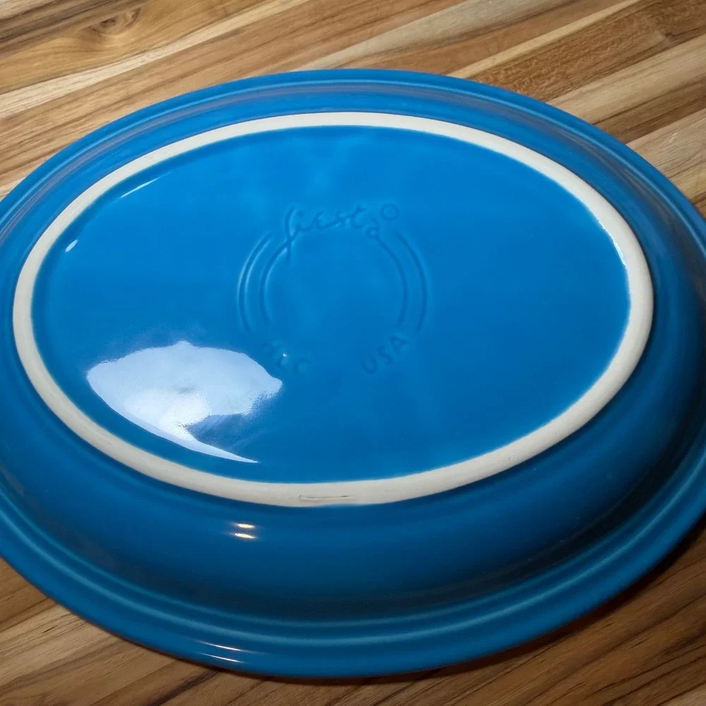 Fiesta Peacock Blue 9.5 inch Small Oval Platter Homer Laughlin China USA